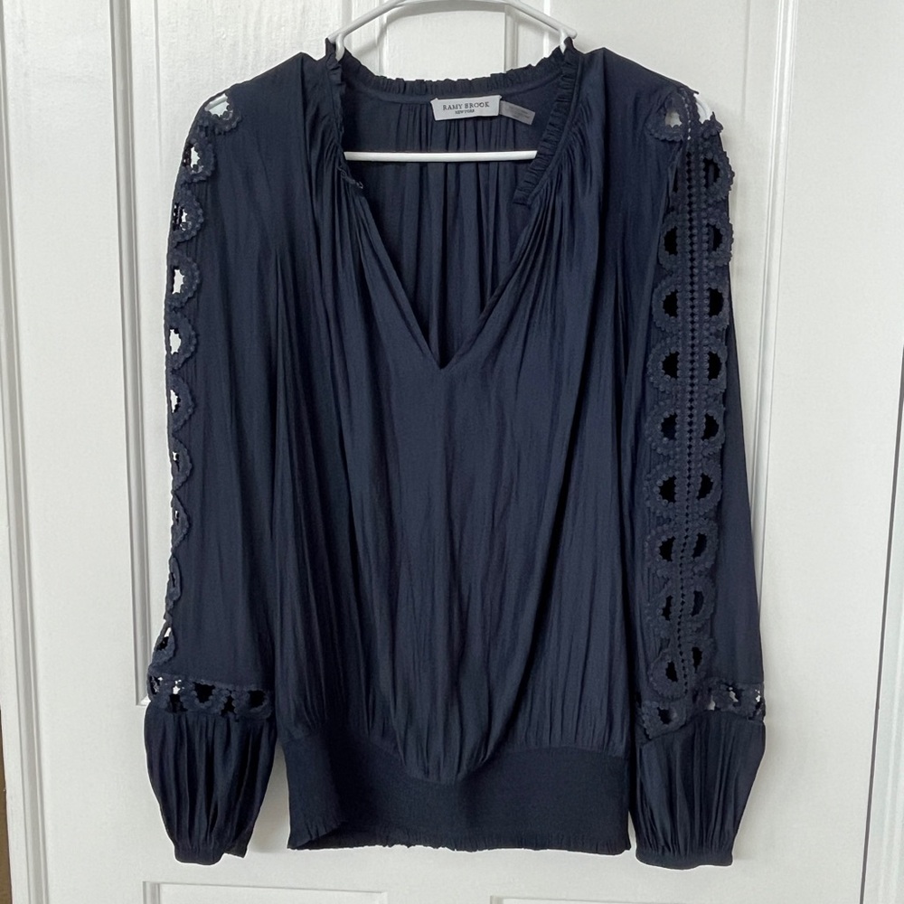 Ramy Brook Open Lace Sleeve Blouse